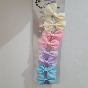 8pcs pastel pink blue purple mini hair bow clips